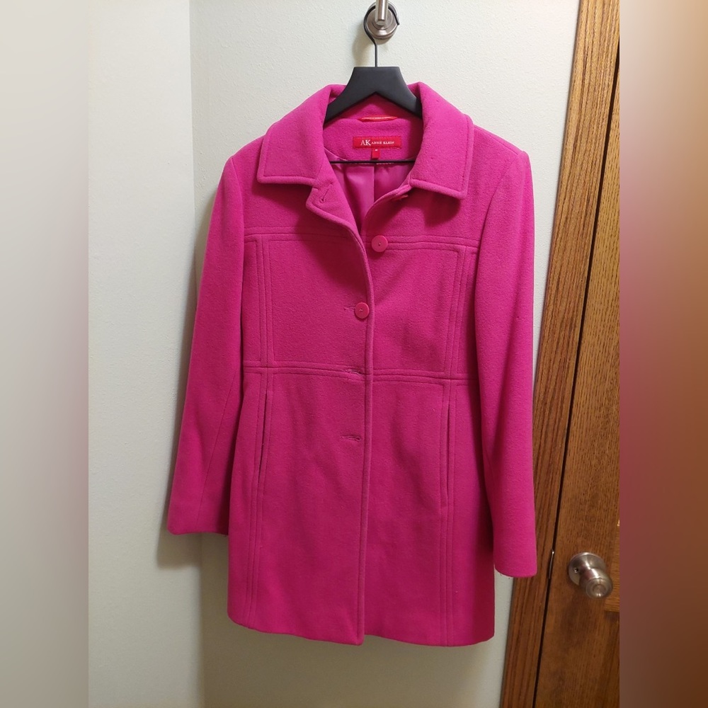 AK Anne Klein Fuchsia Wool Blend Coat Size Medium
